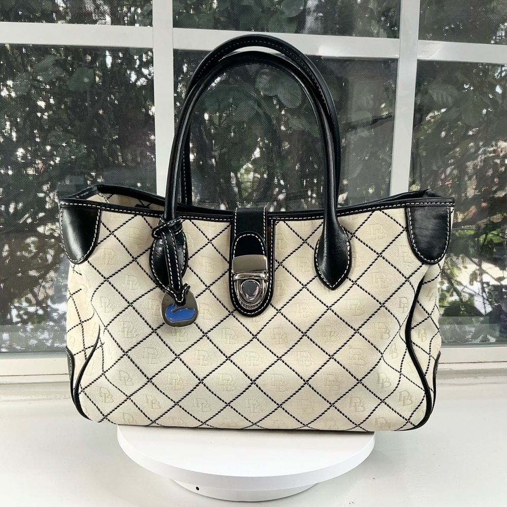 Dooney & Bourke Signature DB Check Tote – Black Trim – Crossbody Strap Included
